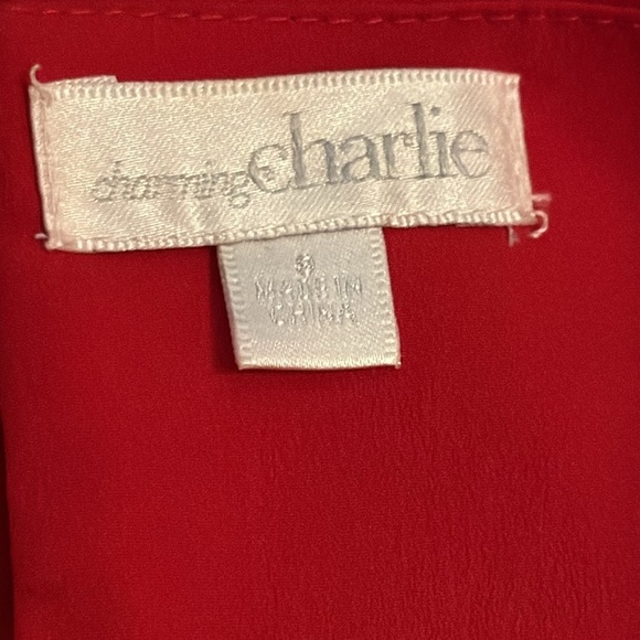 Charming Charlie red shift dress lightweight 3/4 sleeves Sz S - Picture 4 of 4